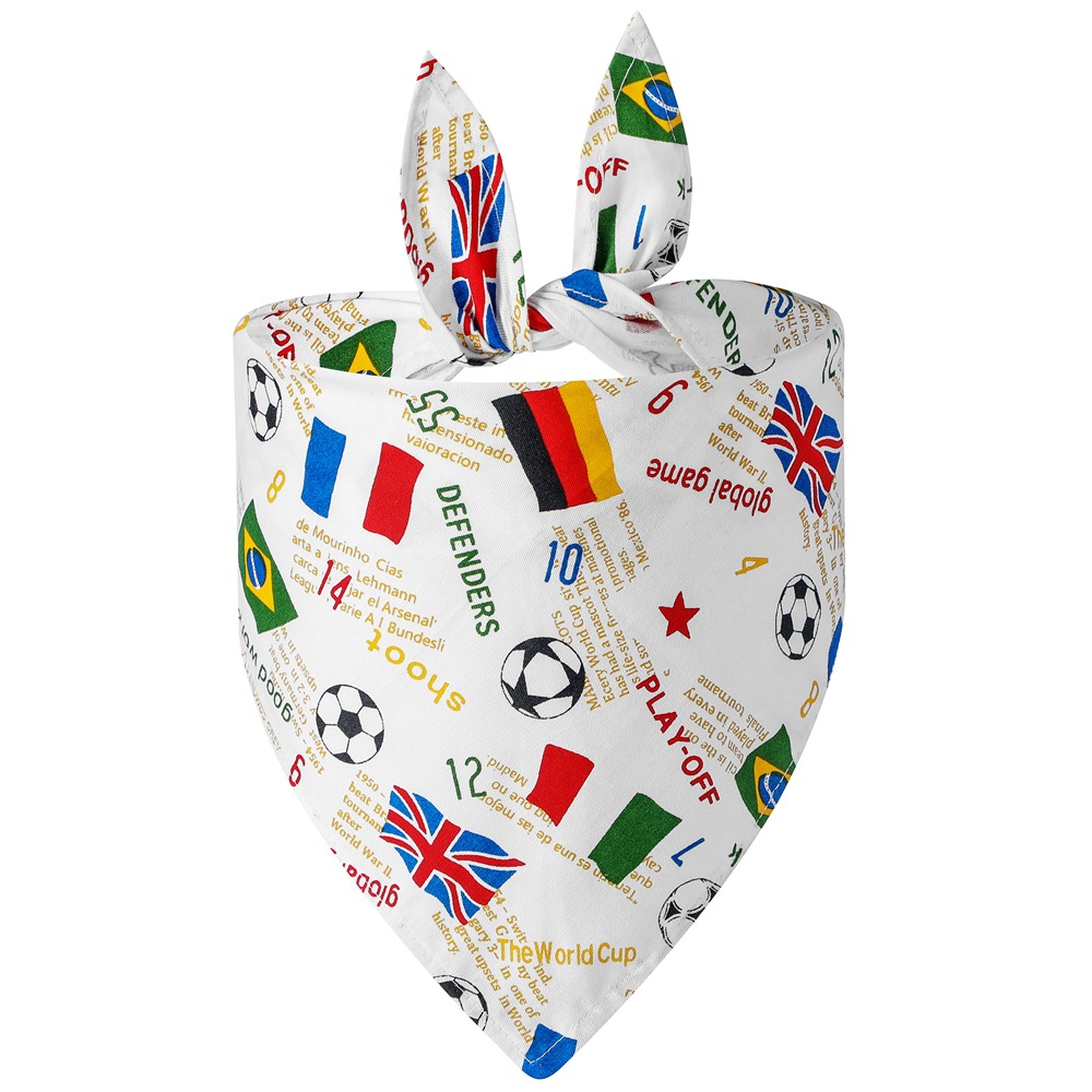 Fabricantes en stock transfronteriza nueva toalla para mascotas algodón seta fútbol patrón perro saliva toalla mascota bufanda