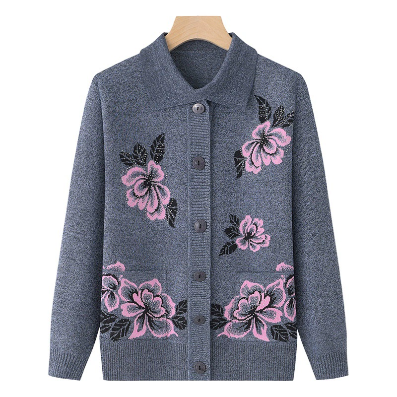 Свитер для среднего и пожилого возраста, Женский Тонкий Свободный кардиган для мамы, весна и осень, красный кардиган для старой леди, бабушки, весеннее пальто для старика