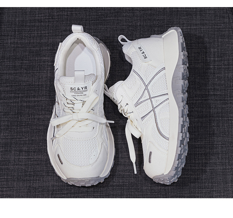 Giày sneaker nữ đế dày phong cách Đức Huấn (German Trainer) mùa xuân 2026, đế bánh mì ôm eo, phối màu trẻ trung — Be 5025, Xám 5025, Vàng 5025 chi tiết 30