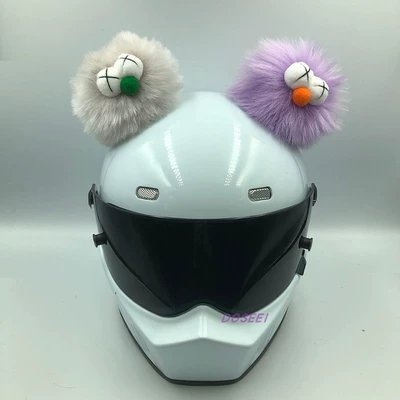 Plush Ball, Motosiklet dəbilqələri - one-size-fits-all-funny-ball-light-gray-light-purple-helmet-not-included