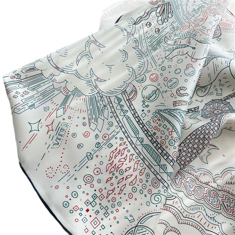 Premium 18 Momme Mulberry Silk Scarf Twill Silk Luxury Double-Sided Printed Square Scarf 90cm For Women - Thumbnail 5