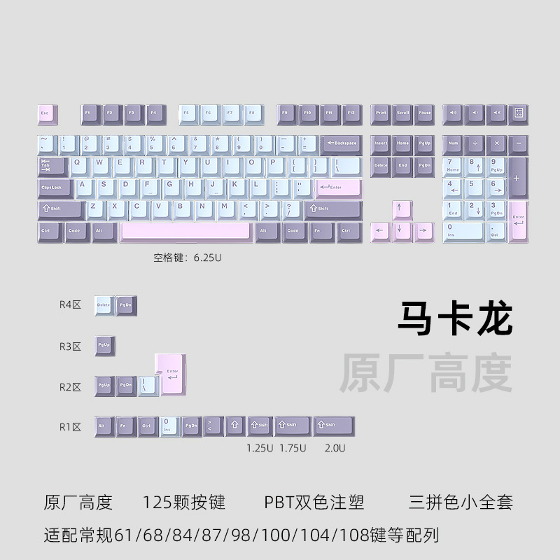 In stock wholesale cross-border black Ji snake macaron mechanical keyboard keycap three-piece PBT small Full set customized two-color