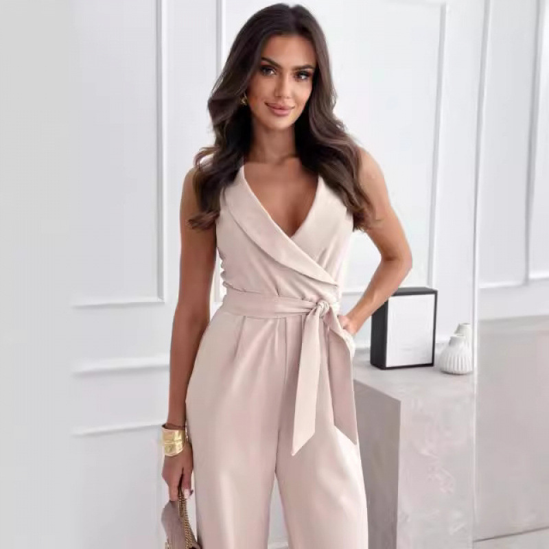 2025 ropa de mujer transfronteriza europea y americana AliExpress nuevos pantalones de mono de cintura de cercanías de cintura alta