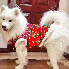 猫咪秋冬保暖宠物大花衣服东北大花袄狗狗冬季宠物喜庆新年绑带款