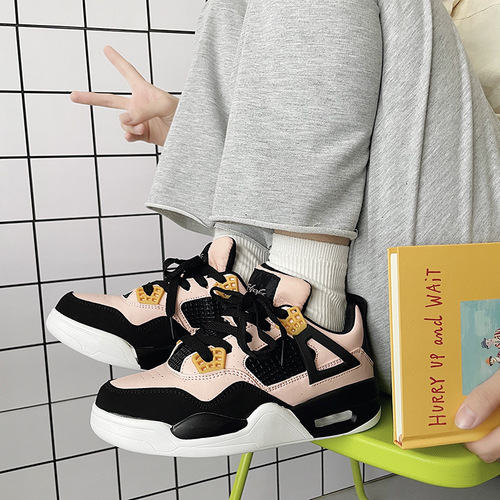Chic Hong Kong style white air cushion sneakers for women ins trend  autumn new versatile couple casual running shoes