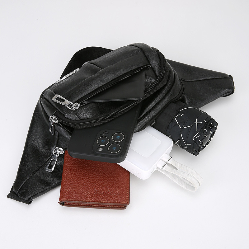 Bolso de pecho de cuero PU simple ocio duradero bolso de negocio portátil de viaje bolso de hombro mochila bolso deportivo de cintura