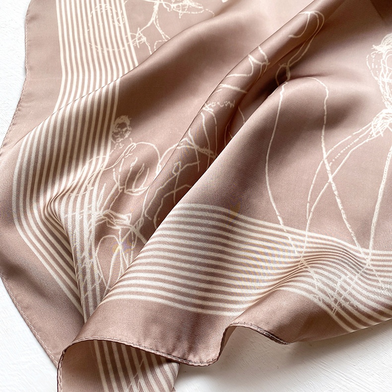 Champagne Color Silk Satin Scarf display picture 5