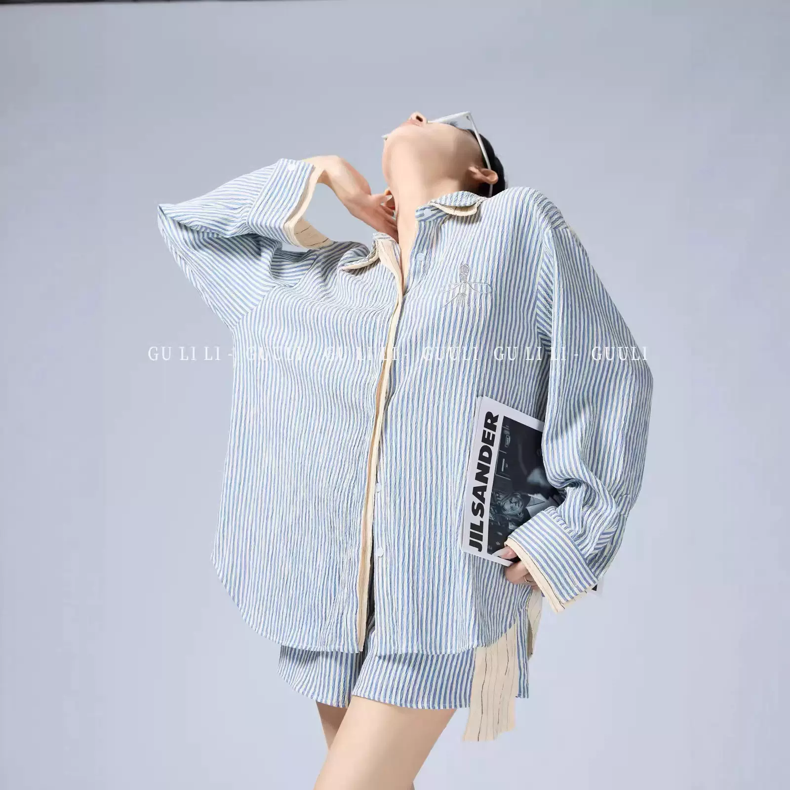顾里里Guuli/虞书欣同款衬衫套装2025新款女装夏今年流行两件套裤