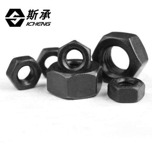 Manufacturer National standard blackened high-strength external hexagonal screw nut carbon steel thickened nut M4/M6/M8/M10