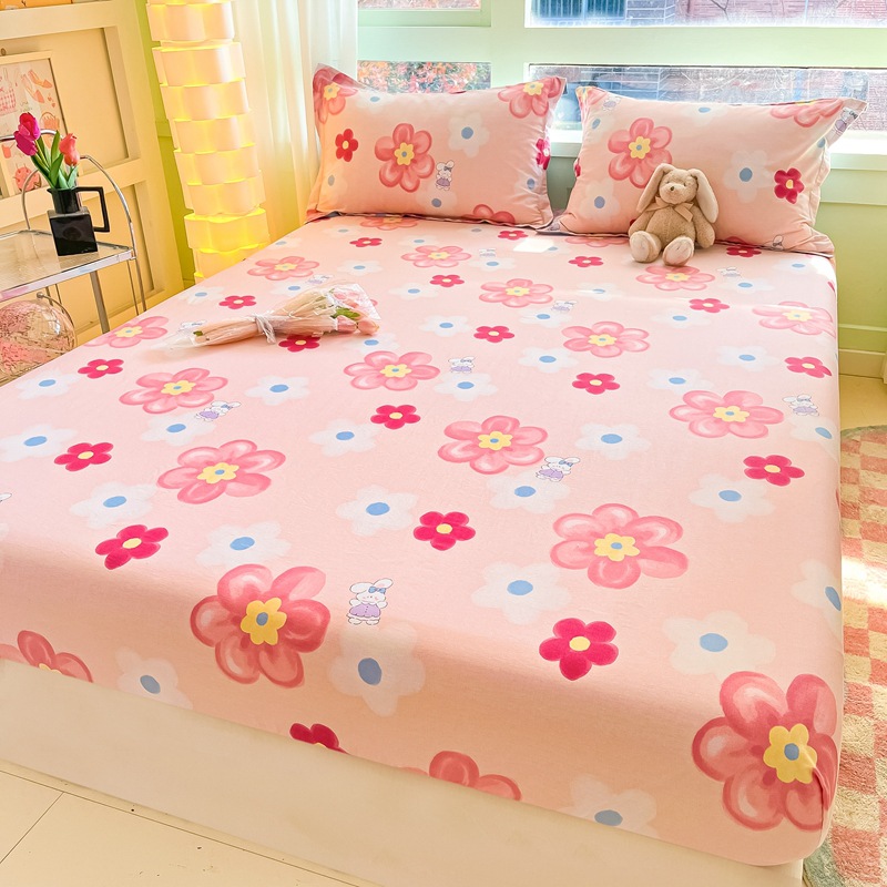 Sombrilla de cama de algodón pieza individual 100 algodón dormitorio de estudiantes colchón individual funda protectora funda de cama funda de almohada juego de tres piezas 2