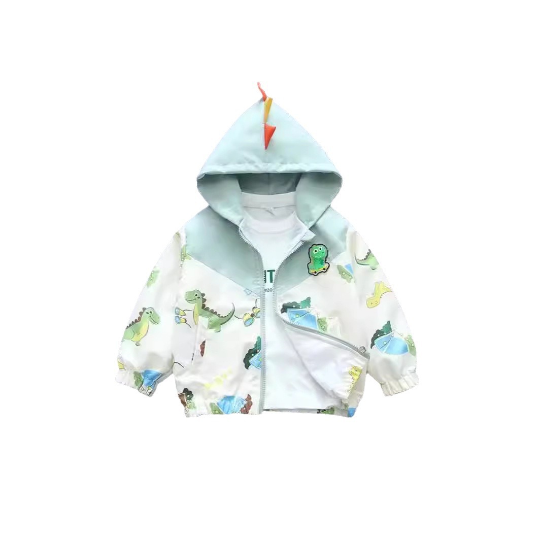 어린이 착용 소년 봄 착용 작은 공룡 코트 2024 새로운 도착 소년 스타일 봄 가을 패션