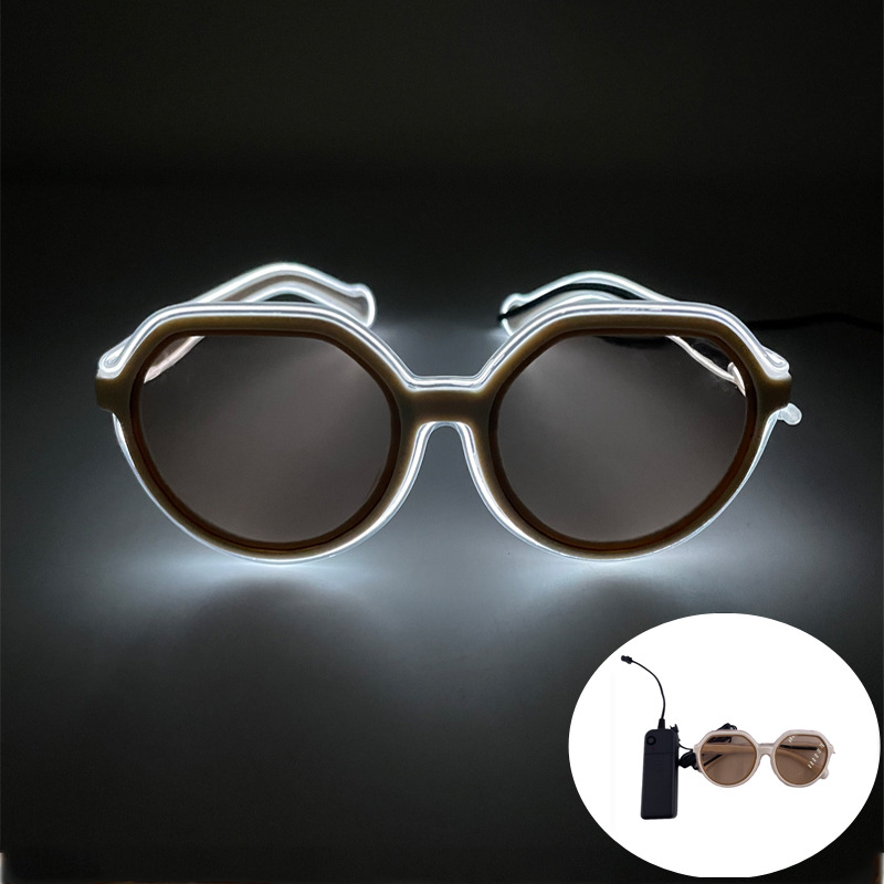 Gafas luminosas LED Barra KTV Equipo nocturno Gafas EL Gafas luminosas Oval Retro Moda Tinta Espejo