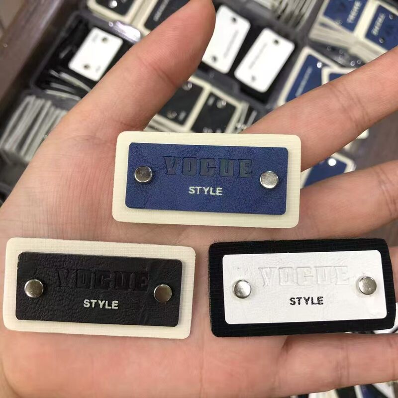 Studded microfiber leather label FREESTYLE English letter leather tag for clothing, shoes, hats, bags, DIY decorative leather label