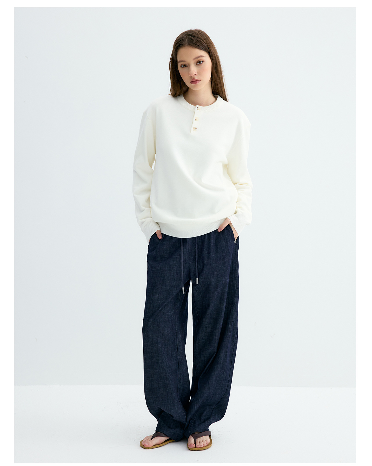 UNF 250g Henley Knit Sweater