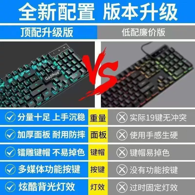 Механическая клавиатура и игровая мышь в наборе, RGB-подсветка, бесшумные переключатели, игровой комплект