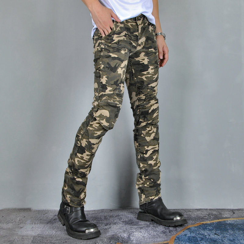 VOLERO motocicleta jeans hombres camuflaje motocicleta off-road Delgado elástico resistente a la caída pantalones de montar silicona equipo de protección
