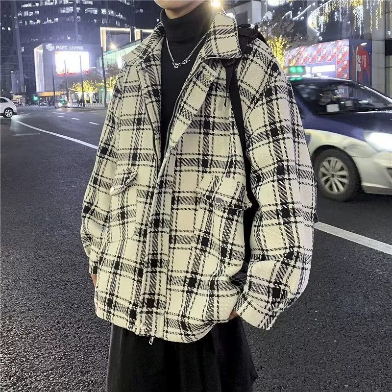Жакет в клетку мужские осенние и зимние овечья овечья толстая мужская куртка мужская весенняя и осенняя портовая одежда мужской осенний топ