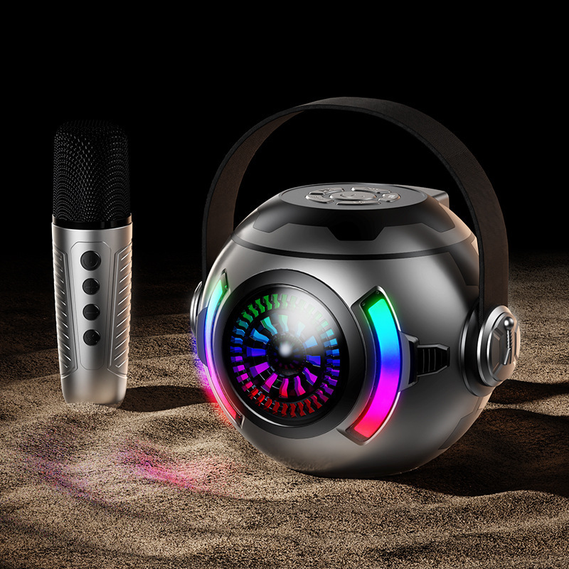 Comercio exterior nuevo micrófono bluetooth bolas pequeñas lámparas de color subwoofer K canción sonido bluetooth portátil