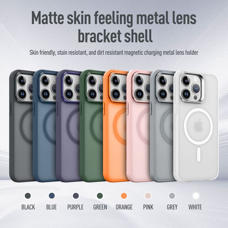Suitable for Apple 17Pro Skin-Feel Magnetic Phone Case iPhone 16Promax Lens Holder 13 Protective Case 14 Suitable for Apple 17Pro Skin-Feel Magnetic Phone Case iPhone 16Promax Lens Holder 13 Protective Case 14