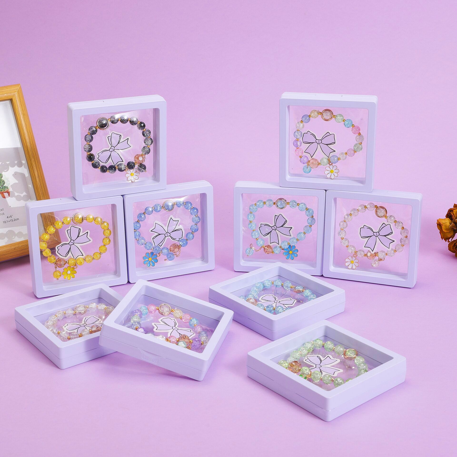 B otoño paisaje rosa pulsera cristal cuentas pulsera de cristal doble color esmaltado pulsera al por mayor decoración de la caja de estudiantes Yiwu