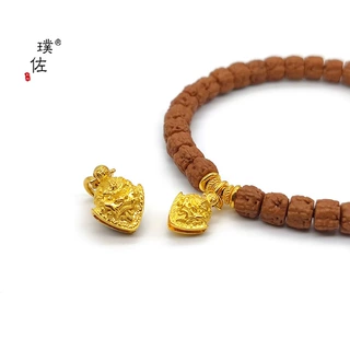 璞佐金店同款沙金diy配件谛听瑞兽铃吊坠手链手串中式复古挂坠