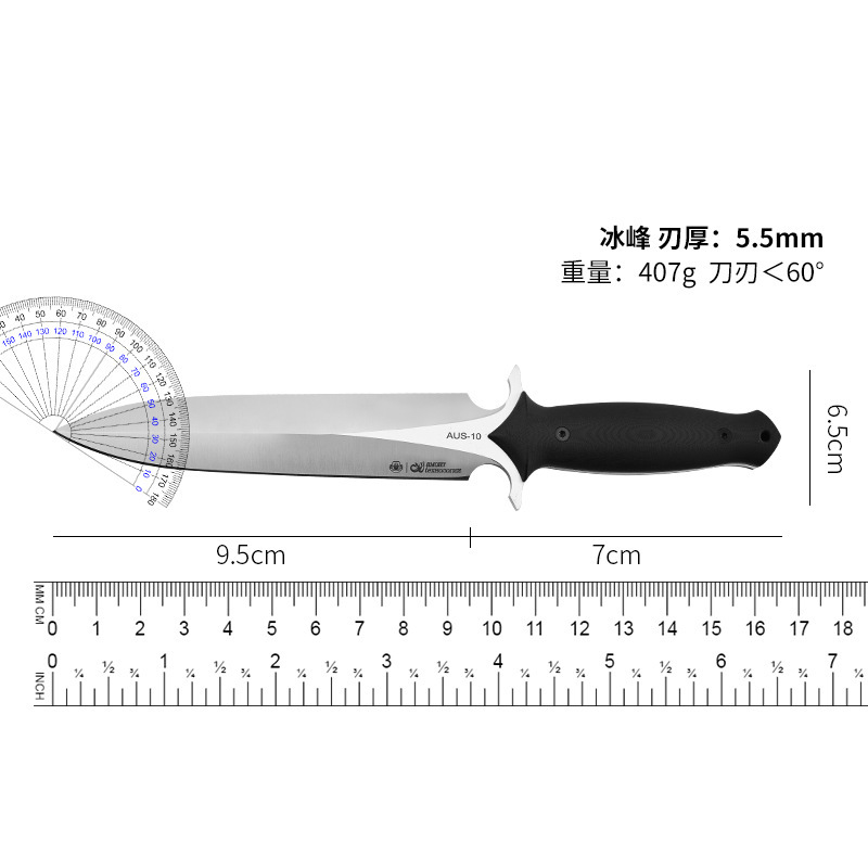 跨境热卖野外求生随身锋利直刀AUS10高硬度钢材户外防身野营K鞘刀|undefined