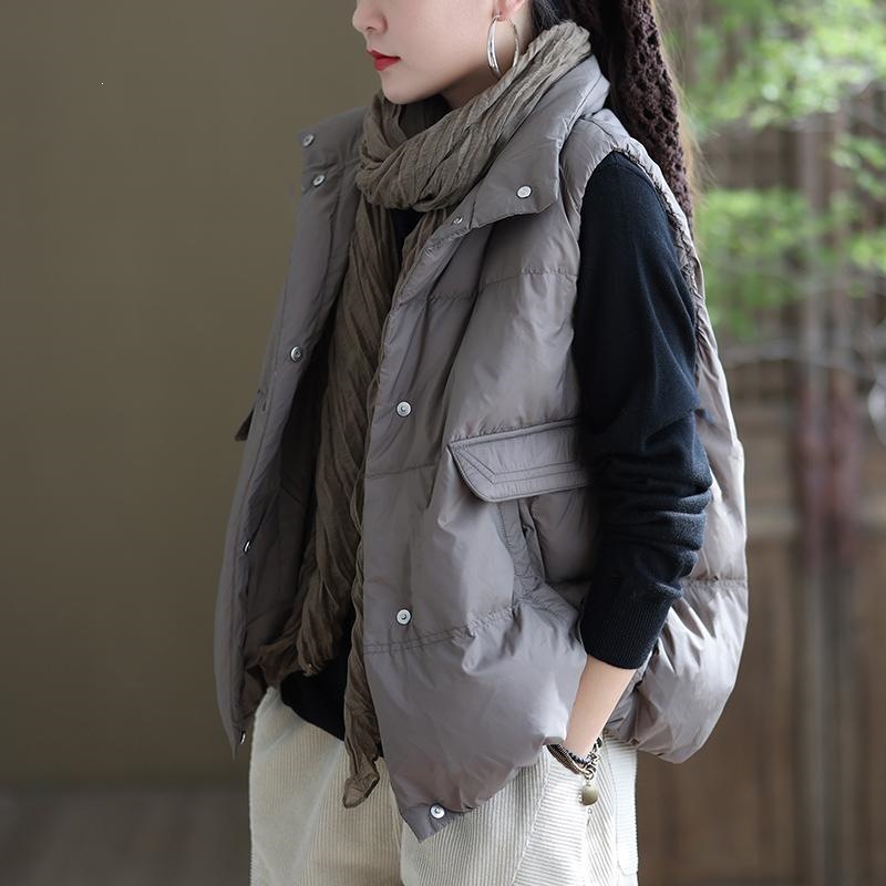 羽绒马甲女新款冬季加厚宽松大码白鸭绒保暖短款黑色女装羽绒服潮