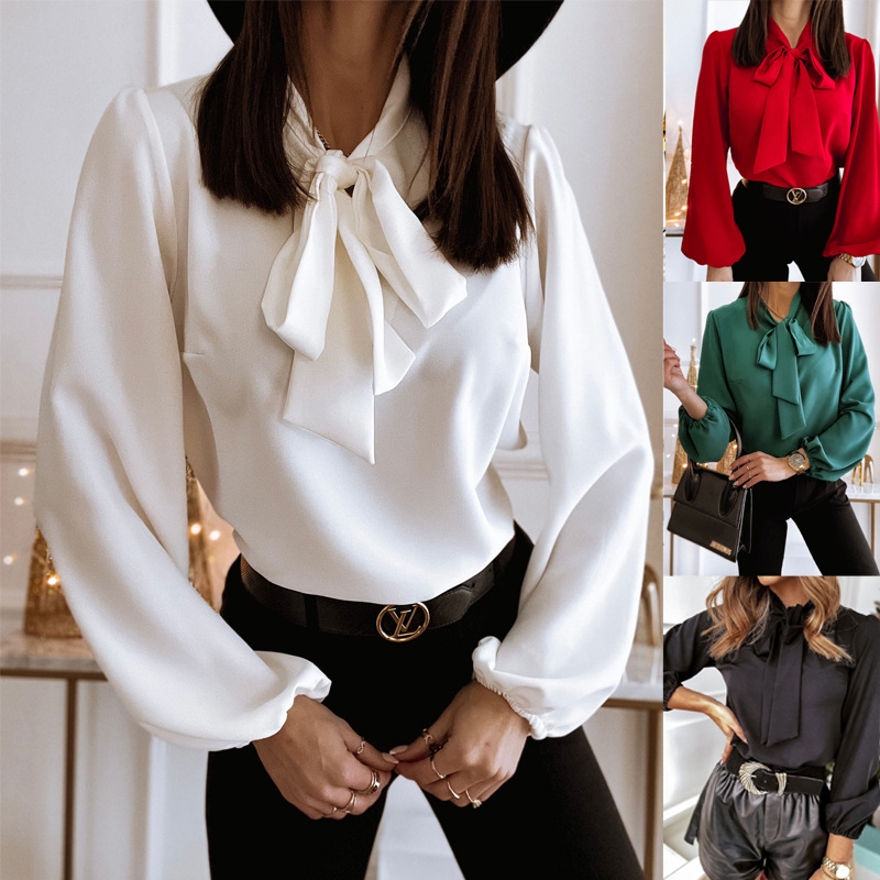 Women's Blouse Long Sleeve Blouses Patchwork Fashion Solid Color display picture 1