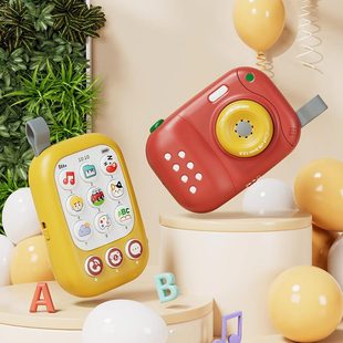 Infant cute cartoon music camera children's toys bilingual mobile phone 0-1 year old baby early education toys