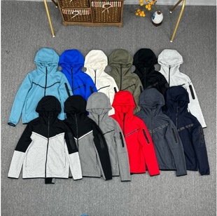 Men's New Color-block Sports Hooded Jacket Sweater Air Layer Cotton Stitching Zipper Shirt Casual Suit Jacket Autumn