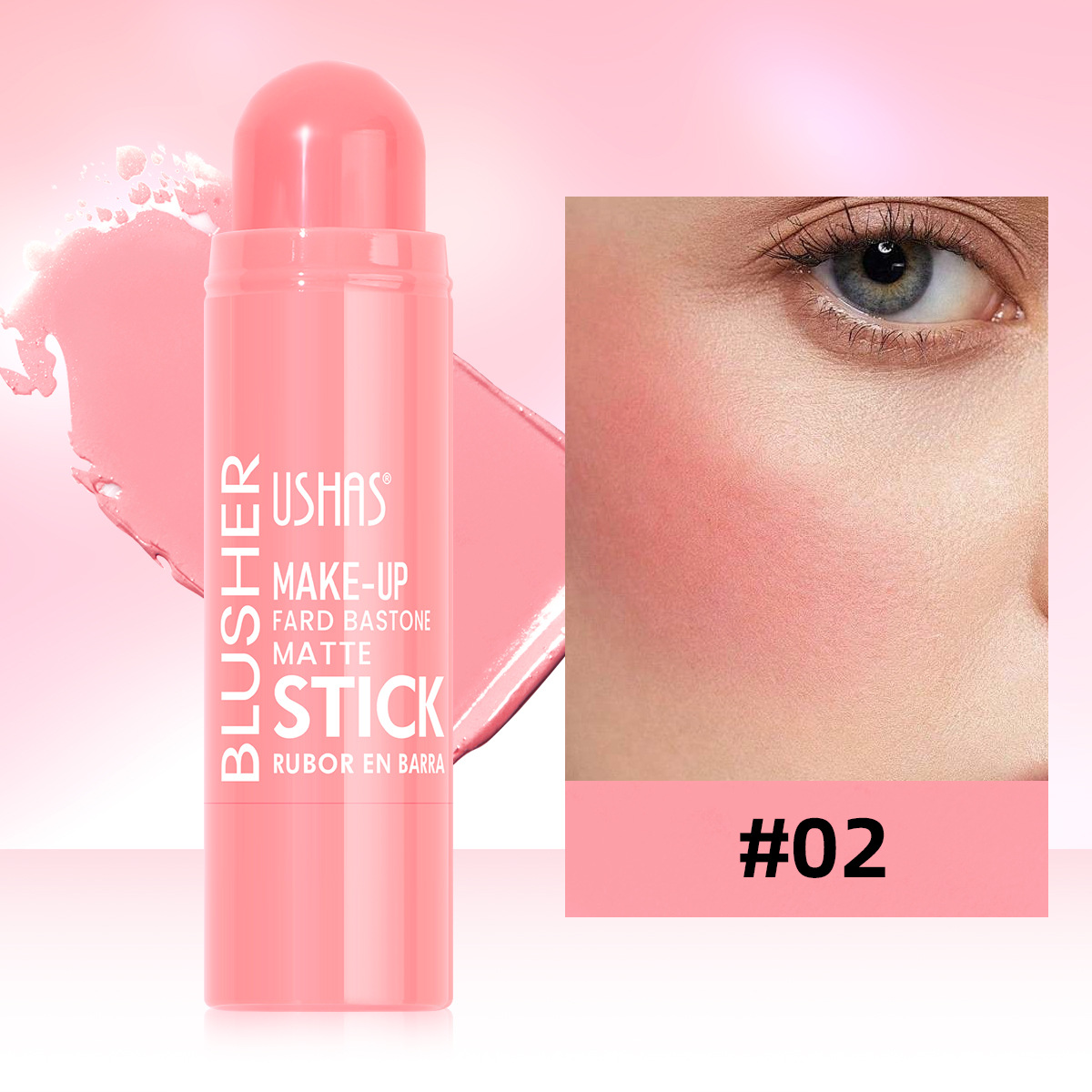 USHAS belleza venta caliente transfronteriza color color natural maquillaje portátil palo de rubor al por mayor UC144