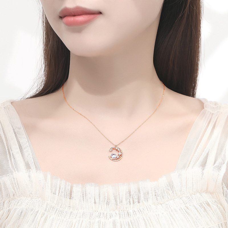 Fantasía estrella Luna plata esterlina s925 collar Luna estrella puede estilo coreano Moonstone collar femenino nicho diseño clavícula cadena