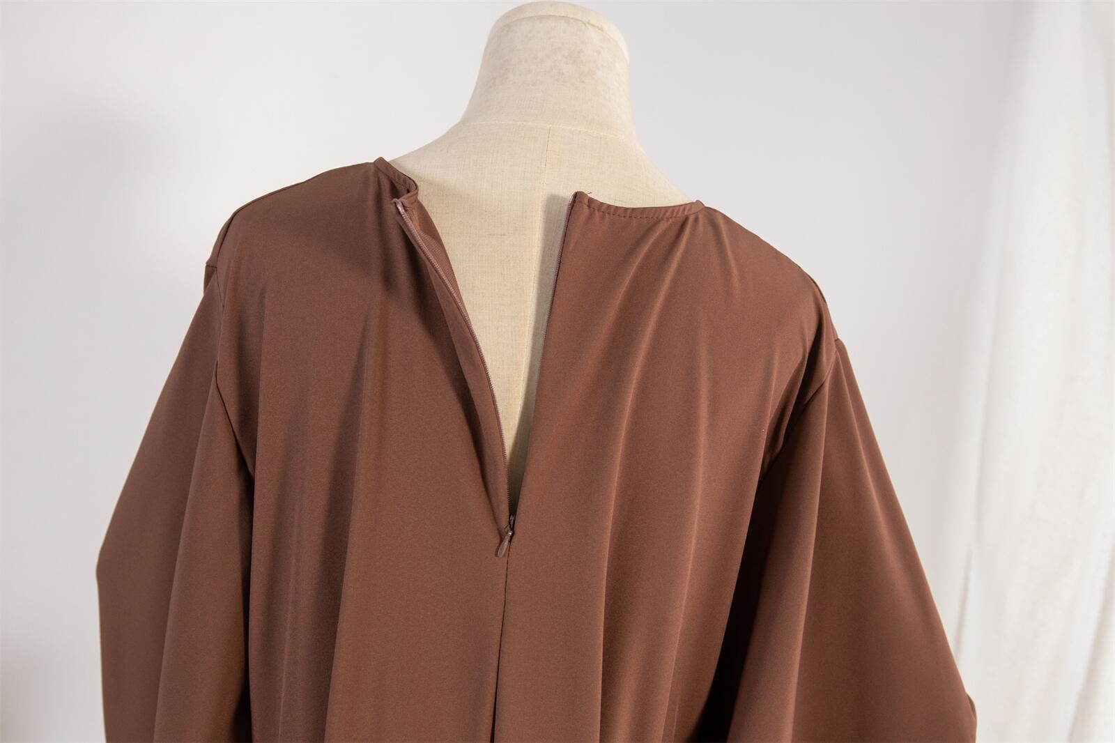 Cross-border Women's Dress, Solid Color Islamic Clothing, Dubai Saudi Turkey Robe, Middle Eastern Foreign Trade Style_ecoleips.com