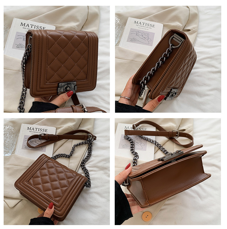 Fashion Lingge Lock Solid Color Square Bag Wholesale Nihaojewelry display picture 14