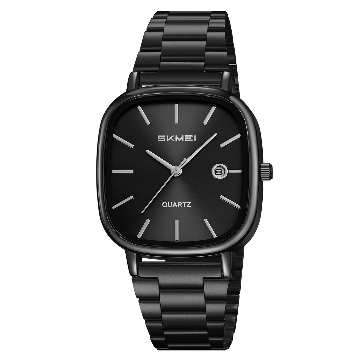 Reloj de cuarzo cuadrado retrógrado para hombres de negocios reloj de pulsera de correa de acero moda simple impermeable al por mayor transfronterizo