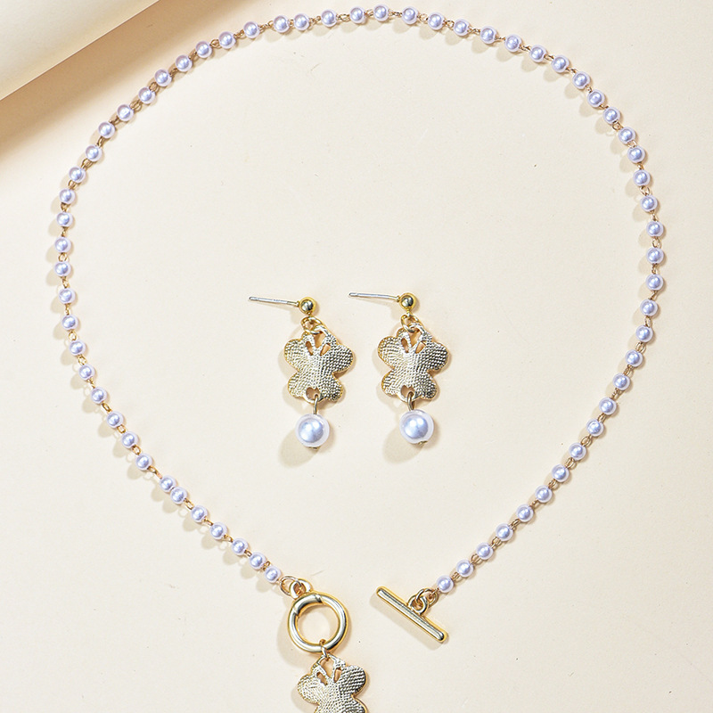 Jewelry Set Butterfly Earrings Ring Fashion Commuter Bracelet Necklace Two piece Set Delivery _voghion.com