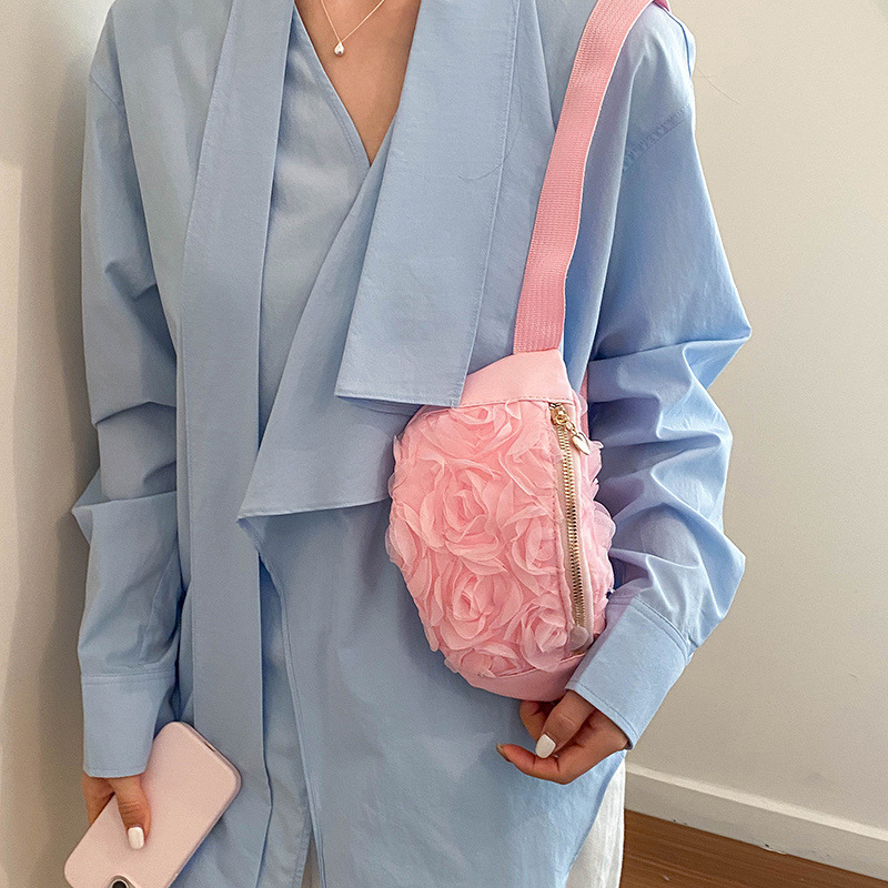2026 nuevo dulce flor de malla bolso de cintura moda simple personalidad mochila de hombro bolso de damas bolso de pecho de encaje