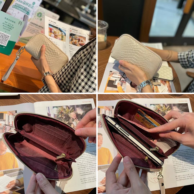 Női hosszú bőr pénztárca krokodilmintás elegáns kézitáska_voghion.com