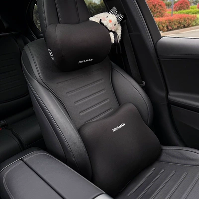 Headrest, Car Cushion, Neck Pillow, Headrest - right-black-checkered-black-scarf-rabbit-black-neck-pillow-waist-support