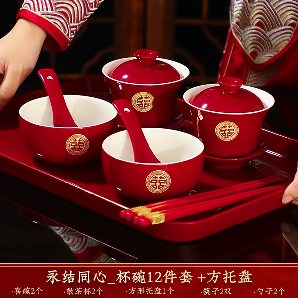 Forever Together_12-piece Cup and Bowl Set + Square Tray (New Style)