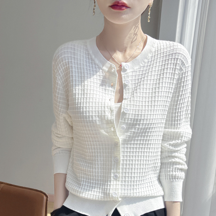 2026 Early Autumn Fine-Spun Thin Round-Neck Knit Cardigan for Women, Stylish Loose Casual Sweater, Thin Outerwear Top, Trendy 2026 Early Autumn Fine-Spun Thin Round-Neck Knit Cardigan for Women, Stylish Loose Casual Sweater, Thin Outerwear Top, Trendy