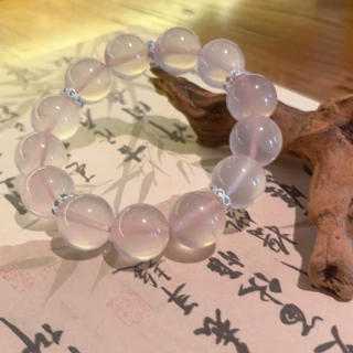 天然莫桑粉水晶手串镀银隔珠轻奢百搭大颗女款水晶手链送礼批发