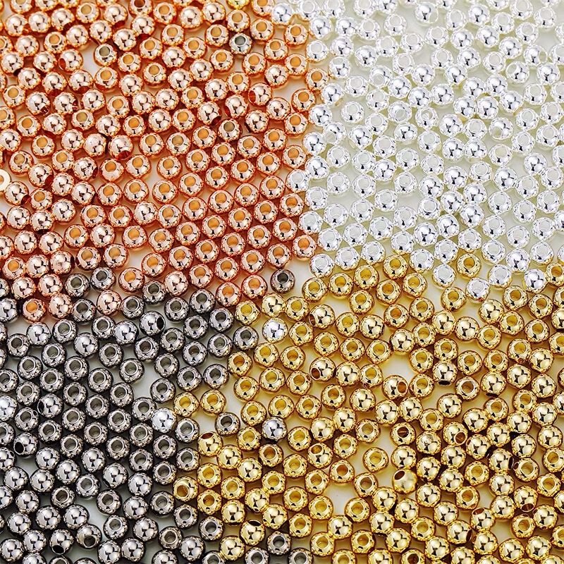 Color-Preserving 18K Gold-Plated Smooth Beads Spacer Beads for DIY Bracelets, Necklaces, and Stringing Accessories Small Gold Beads Color-Preserving 18K Gold-Plated Smooth Beads Spacer Beads for DIY Bracelets, Necklaces, and Stringing Accessories Small Gold Beads