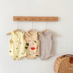 Children's Summer Outfit Ins Infant 2023 Summer Triangle T-shirt for Girls and Boys Sleeveless Outing Romper for Toddlers