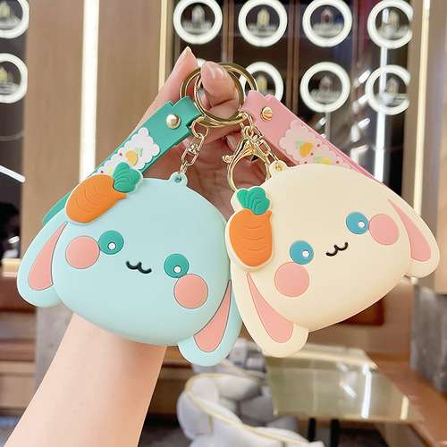 Silicone Bamboo Small Rabbit Cartoon Wallet Keychain Pendant Plush Ears Phone Bag Clip Bag Earphone Bag Accessory Wholesale