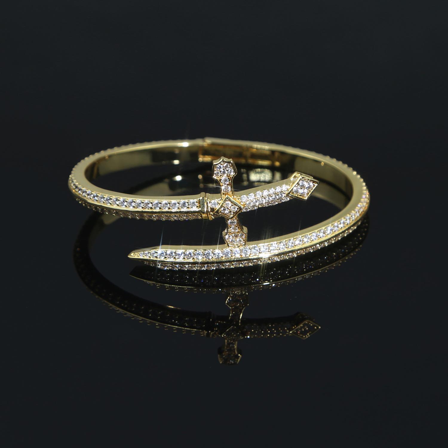 Bangle Classification 1 Piece Quantity Hip-hop Cross Copper Plating Inlay Zircon Bangle