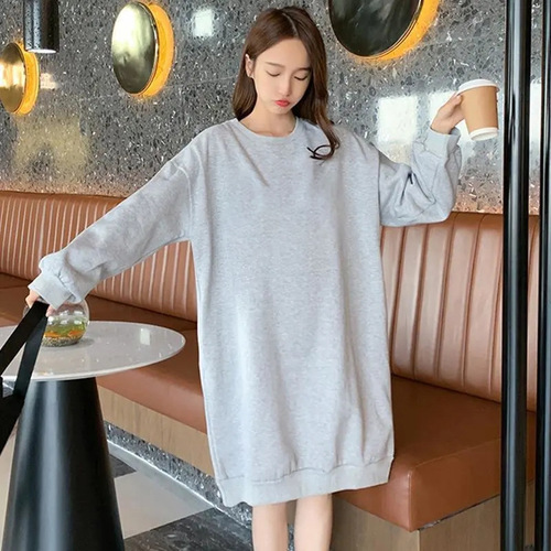 Sweater 250g fat MM large size age-reducing sweater women's new medium and long velvet Korean loose slimming sweater dress