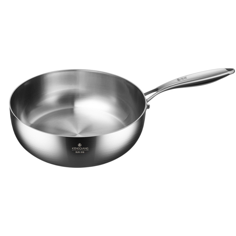 Wok resistente de acero inoxidable 316 para uso doméstico, de calidad alimentaria, grueso, sin recubrimiento, antiadherente, apto para cocinas de inducción, olla de cocción profunda.