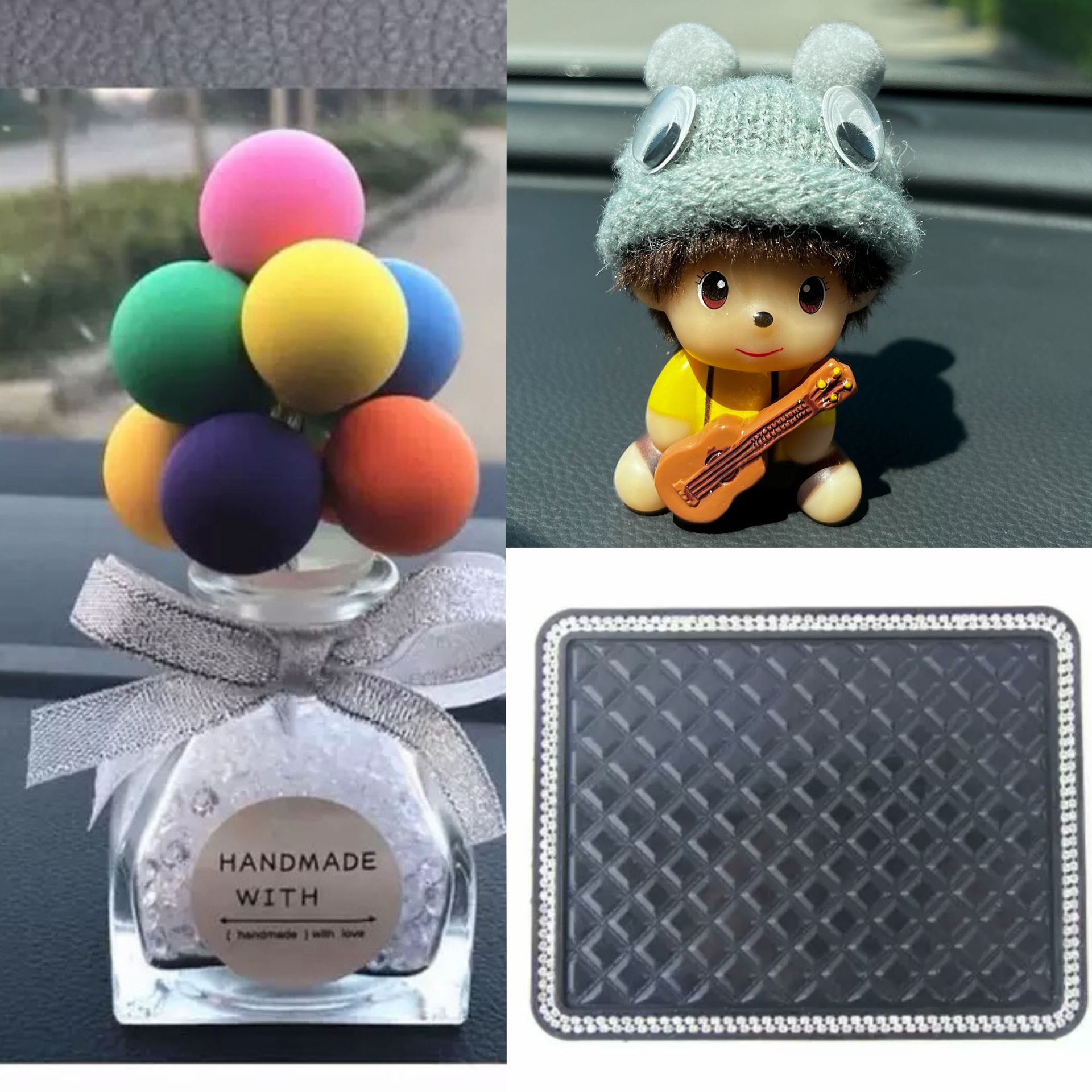 Adornos de automóviles Bola de diamantes de imitación Botella de aromaterapia Adornos de automóviles Consola central Decoración de automóviles Suministros internos de automóviles Net Red de plástico para mujeres