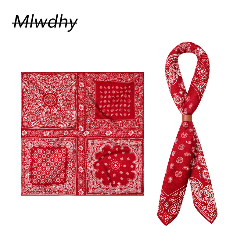 Silk Wool Red and White Paisley 65 Silk Wool Medium Square Scarf Autumn and Winter Women's Simple Versatile Silk Scarf Shawl